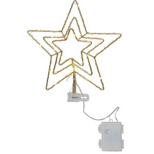 Svítící LED hvězda na vánoční stromeček výška 27,5 cm Star Trading Topsy - zlatá
