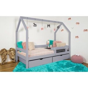 Vyspimese.CZ Dětská postel Ariel se zábranou-dva šuplíky Rozměr: 80x160 cm, Barva: šedá